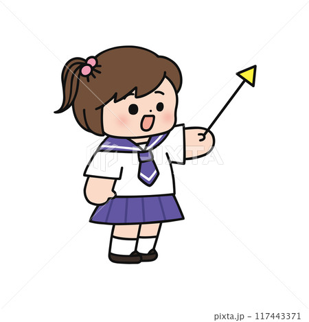 指し棒を持った制服姿の女の子 117443371