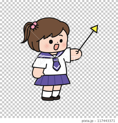 指し棒を持った制服姿の女の子 117443371