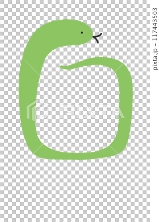 シンプルでおしゃれな蛇の年賀状イラスト　2025 枠　フレーム 117443503