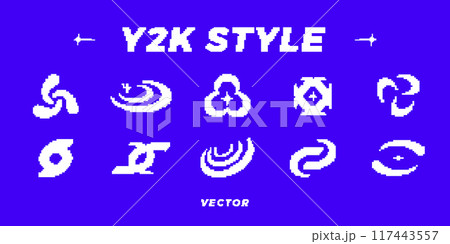 Y2K pixel style asset. 8 bit vector abstract shapes 117443557