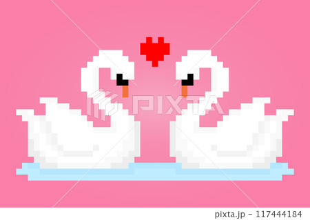 8 bit pixel swan. Animals pixel for game assets and cross stitch patterns in vector illustrations. 117444184
