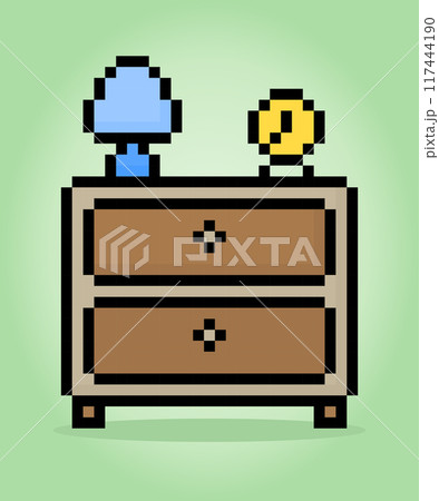 8 bit pixel wooden desk in vector illustration for game assets. 8 bit pixel wooden desk in vector illustration for game assets. 117444190