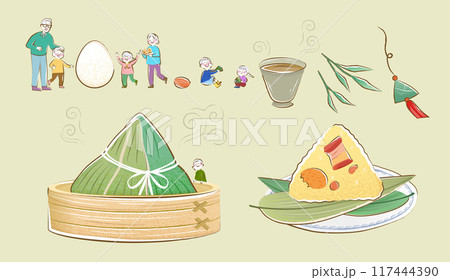 Duanwu People and Food Element Set 117444390