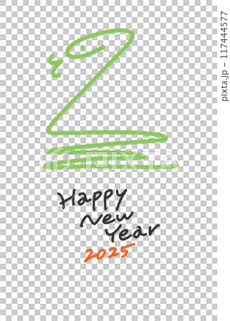 Simple snake silhouette New Year's card Reiwa 7 2025 line drawing Simple snake silhouette New Year's card Reiwa 7 2025 line drawing 117444577