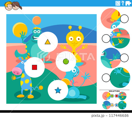 match the pieces game with cartoon fantasy monsters match the pieces game with cartoon fantasy monsters 117446686