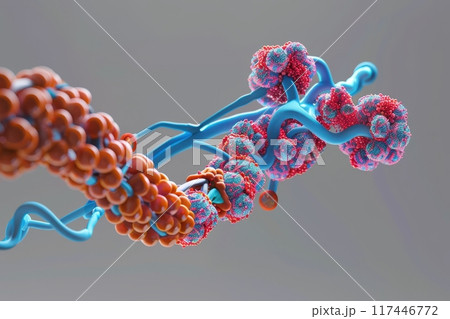 red and white cell with a blob on it with Generative AI 117446772