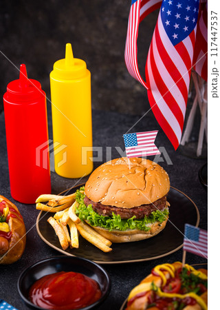 Traditional American food for celebrating July 4 Independence Day Traditional American food for celebrating July 4 Independence Day 117447537