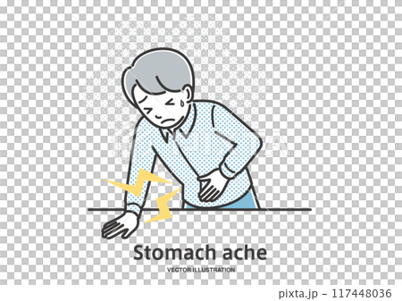 Young man suffering from stomach ache 117448036