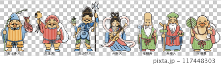 シンプルでかわいい七福神のイラスト 117448303