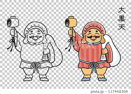 シンプルでかわいい大黒天のイラストセット 117448309