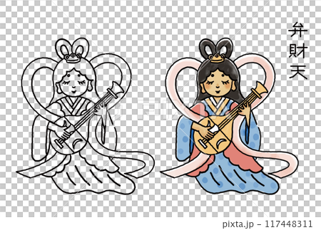 簡單可愛的弁財天插畫集 117448311