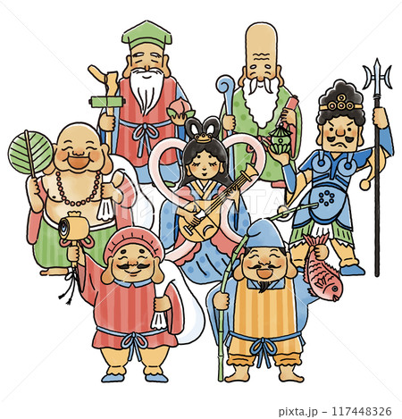 シンプルでかわいい七福神のイラスト 117448326