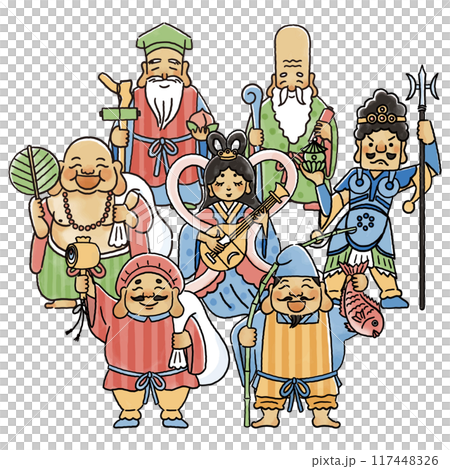 シンプルでかわいい七福神のイラスト 117448326