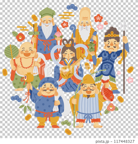 七福神的簡單可愛插畫 117448327