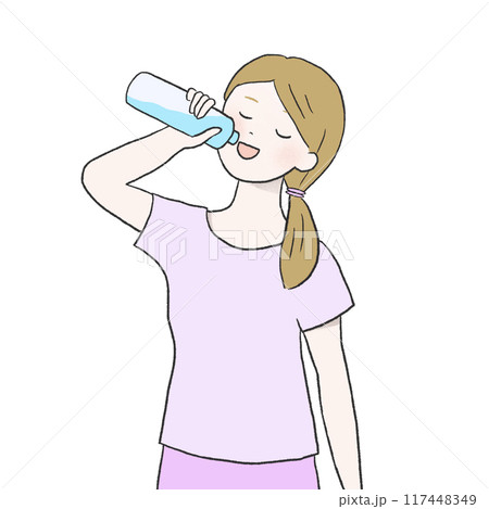 水分を補給する女性のイラスト 117448349