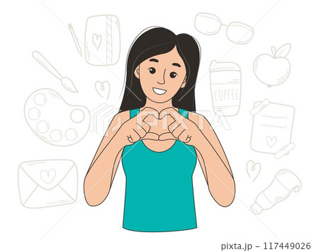 Young woman showing love for hobby 117449026