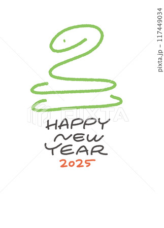 シンプルな蛇のシルエット年賀状 令和七年 2025 線画 シンプルな蛇のシルエット年賀状 令和七年 2025 線画 117449034