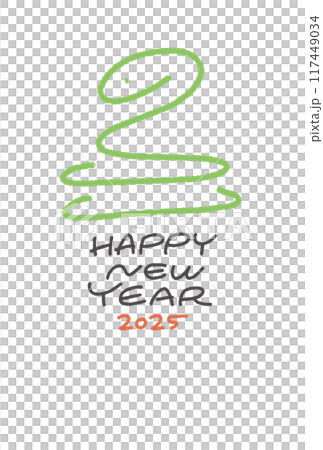 シンプルな蛇のシルエット年賀状 令和七年 2025 線画 シンプルな蛇のシルエット年賀状 令和七年 2025 線画 117449034