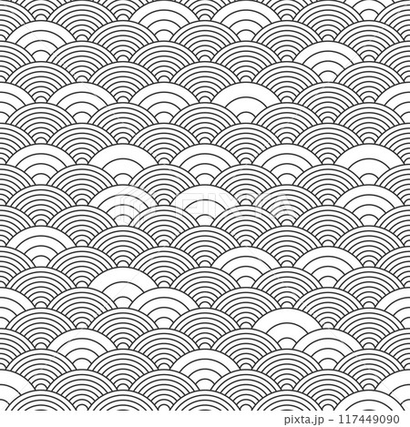 Japanese pattern seamless wave vector background of black and white color. Japanese pattern seamless wave vector background of black and white color. 117449090