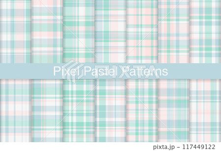 Pixel plaid bundles, textile design, checkered fabric pattern for shirt, dress, suit, wrapping paper print, invitation and gift card. Pixel plaid bundles, textile design, checkered fabric pattern for shirt, dress, suit, wrapping paper print, invitation and gift card. 117449122
