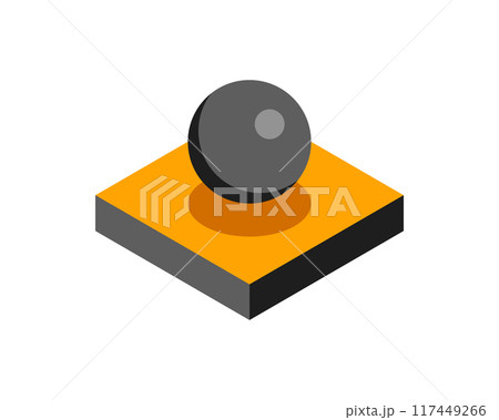 Cube logo, geometric vector design. Box logotype company, trendy tech emblem in pixel style. 117449266