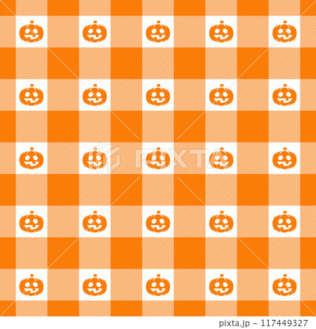 Halloween seamless background with pumpkin for textile fabric design, wrapping paper, website wallpapers, textiles, wallpaper and apparel. 117449327