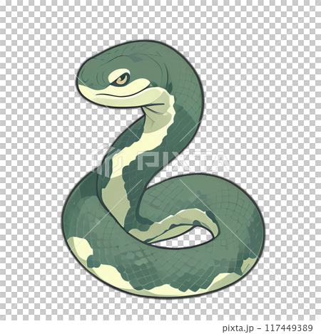 盤繞的蛇新年賀卡插畫素材【8K透明PNG】 117449389