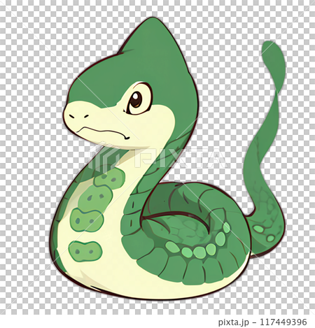 とぐろを巻いたヘビの年賀状イラスト素材【8K透過PNG】 117449396