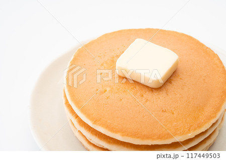 美味しそうなホットケーキのクローズアップ 117449503