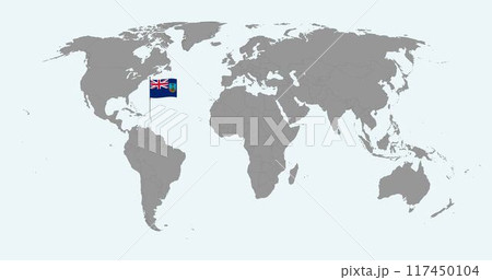 Pin map with Montserrat flag on world map. Vector illustration. 117450104