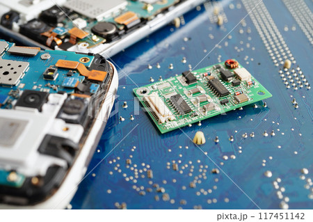 Repairing and upgrade circuit mainboard of notebook, electronic, computer hardware and technology. Repairing and upgrade circuit mainboard of notebook, electronic, computer hardware and technology. 117451142