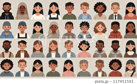 色々な国の男女のシンプルイラスト 117451591