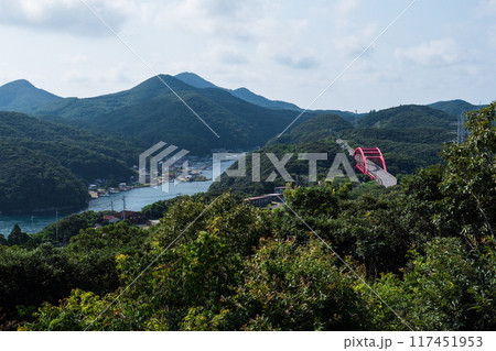 長崎県対馬　万関橋の遠景　万関展望台 117451953