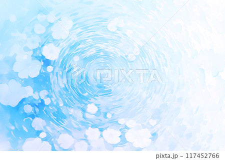 透き通った青い水面の旋回する波紋の背景 117452766