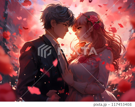 Valentine Day Lovers Charming and Beautiful Magically Romantic Environment Anime Style AI Artwork 117453408