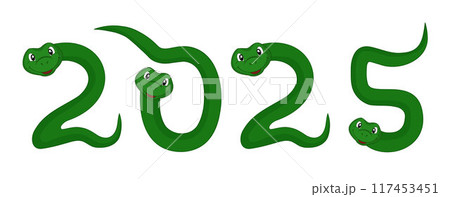 Snakes in the form of numbers 2025. Vector inscription for the New Year. Numbers of the year in the form of a snake symbol sign 2025. Zodiac signs according to the Chinese calendar. Snakes in the form of numbers 2025. Vector inscription for the New Year. Numbers of the year in the form of a snake symbol sign 2025. Zodiac signs according to the Chinese calendar. 117453451