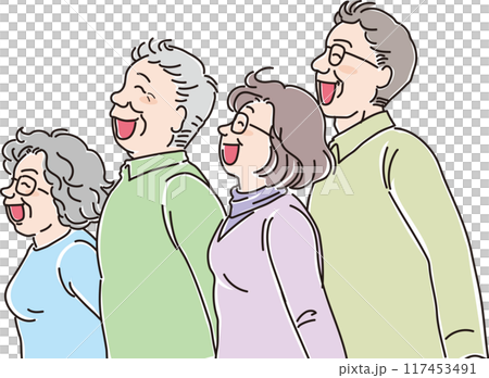 各年齡層的人_側身_微笑迎風_4口之家_4位老人_60後_70後_80後 117453491