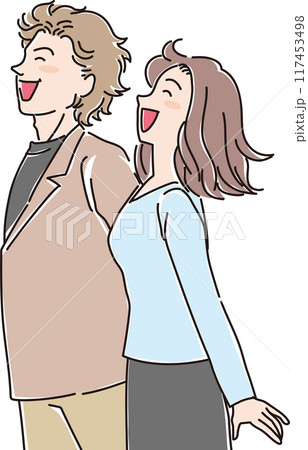 色々な年代の人物_横向き_笑顔で風に向かう_男女_夫婦_カップル_20代_30代 117453498