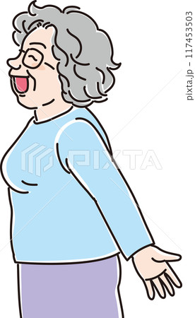 Print色々な年代の人物_横向き_笑顔で風に向かう_高齢女性_おばあちゃん_70代_80代 117453503