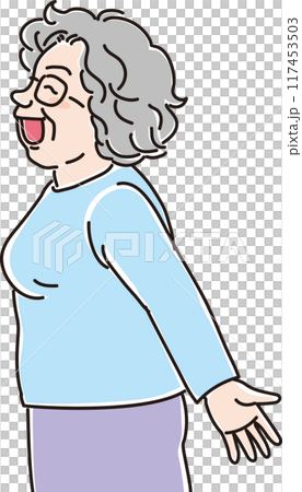 Print色々な年代の人物_横向き_笑顔で風に向かう_高齢女性_おばあちゃん_70代_80代 117453503