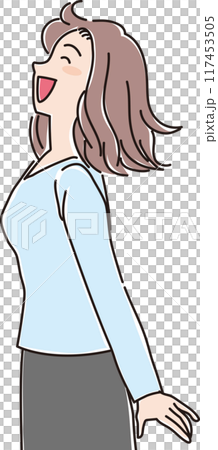 色々な年代の人物_横向き_笑顔で風に向かう_女性_20代_30代 色々な年代の人物_横向き_笑顔で風に向かう_女性_20代_30代 117453505