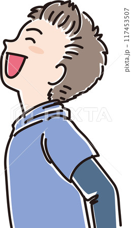 色々な年代の人物_横向き_笑顔で風に向かう_小学生_男の子_男児 色々な年代の人物_横向き_笑顔で風に向かう_小学生_男の子_男児 117453507