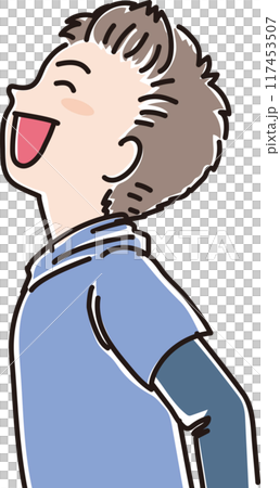 色々な年代の人物_横向き_笑顔で風に向かう_小学生_男の子_男児 色々な年代の人物_横向き_笑顔で風に向かう_小学生_男の子_男児 117453507