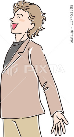 色々な年代の人物_横向き_笑顔で風に向かう_男性_20代_30代 117453508