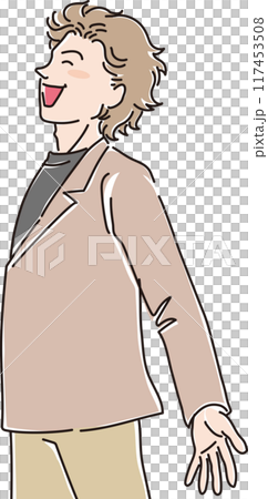 People of various ages_sideways_smiling and facing the wind_men_20s_30s 117453508