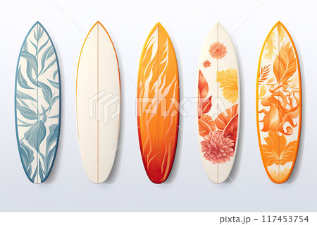 Set of surfboards isolated on white background....のイラスト素材 [117453754 ...