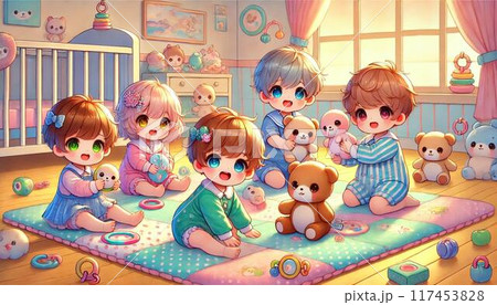 室内で遊ぶ子供たち 室内で遊ぶ子供たち 117453828