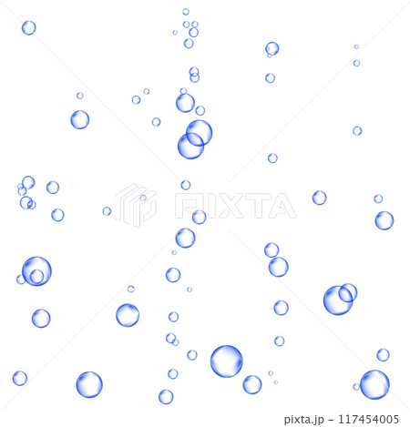 Oxygen air bubbles  flow  in water on white  background. 117454005