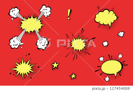 Speech bubbles with halftone shadows in cartoon, comic style. 117454009