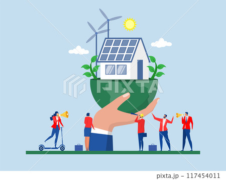 Ecology and sustainability ESG, Environmental, Social and Corporate Governance, company responsibility to care world environment and people concept, seedling green plant and governance 117454011